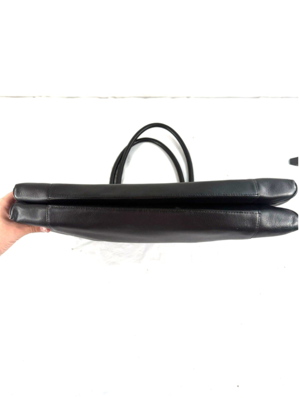 vintage TUMI OLD MONEY black leather shoulder tote bag east-west structured - Picture 3 of 15